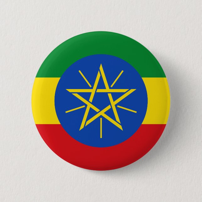 Badge Rond 5 Cm Drapeau de l'Ethiopie (Devant)