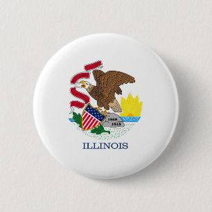 Badge Rond 5 Cm Drapeau de l'Illinois
