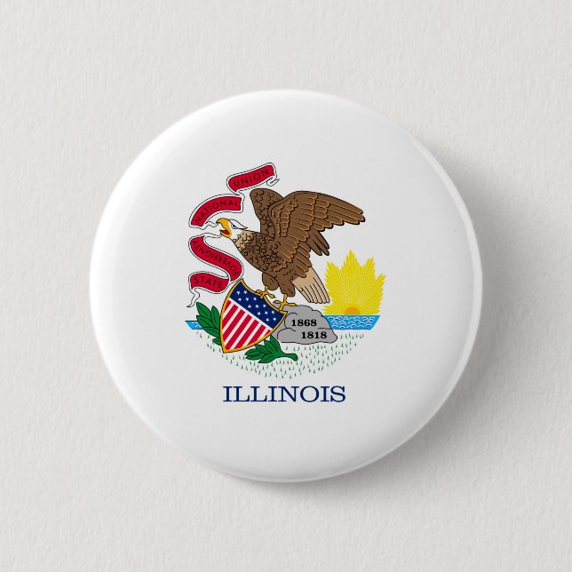 Badge Rond 5 Cm Drapeau de l'Illinois (Devant)