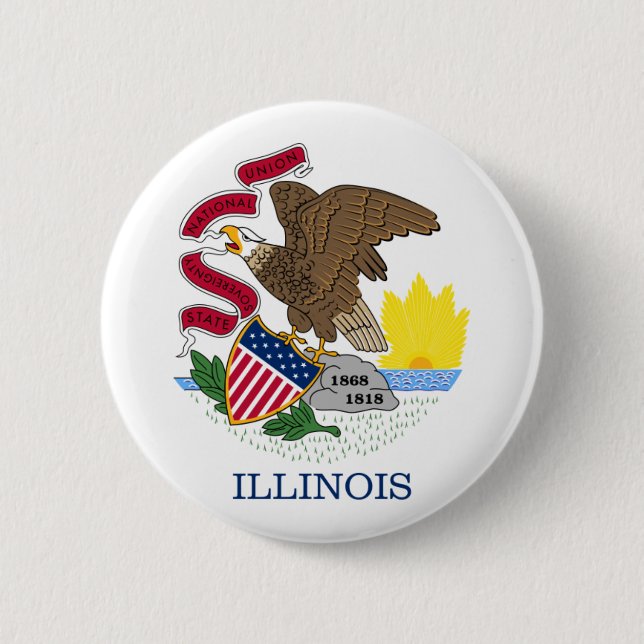 Badge Rond 5 Cm Drapeau de l'Illinois (Devant)