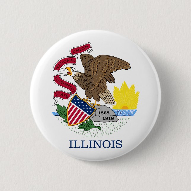 Badge Rond 5 Cm Drapeau de l'Illinois (Devant)
