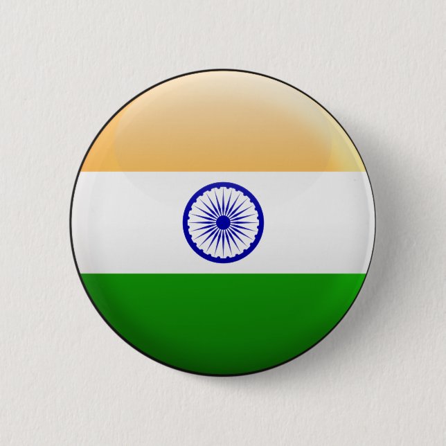 Badge Rond 5 Cm Drapeau de l'Inde (Devant)