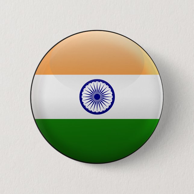Badge Rond 5 Cm Drapeau de l'Inde (Devant)