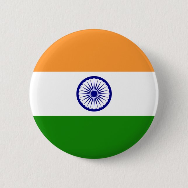 Badge Rond 5 Cm Drapeau de l'Inde (Devant)