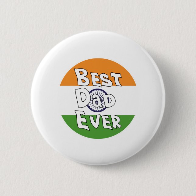 Badge Rond 5 Cm Drapeau de l'Inde du meilleur papa (Devant)