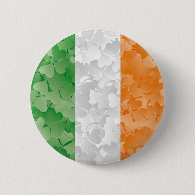 Badge Rond 5 Cm Drapeau de l'Irlande avec motif shamrock (Devant)