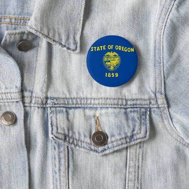 Badge Rond 5 Cm Drapeau de l'Oregon (En situation)