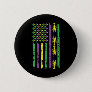 Badge Rond 5 Cm Drapeau de lotte Louisiane perles Mardi Festival M