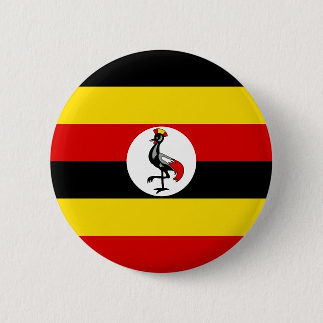 Badge Rond 5 Cm Drapeau de l'Ouganda (Devant)