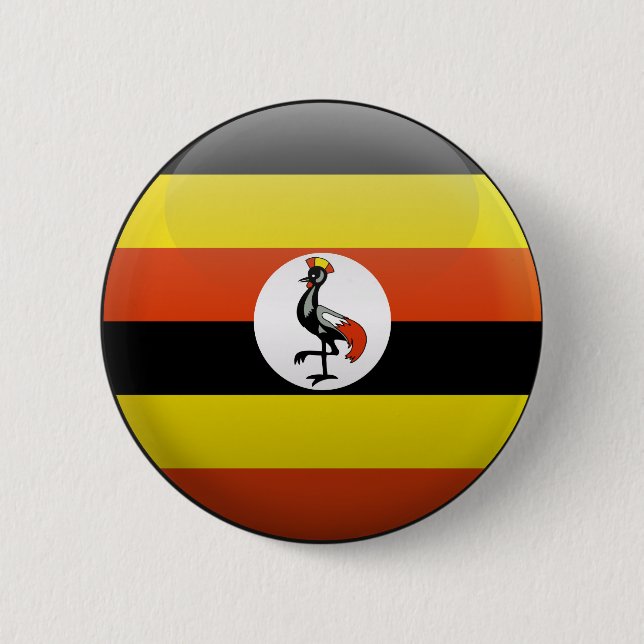 Badge Rond 5 Cm Drapeau de l'Ouganda (Devant)