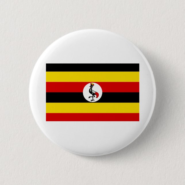Badge Rond 5 Cm Drapeau de l'Ouganda (Devant)