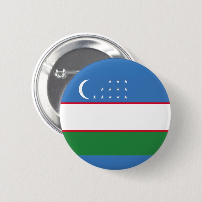 Badge Rond 5 Cm Drapeau de l'Ouzbékistan (Devant & derrière)