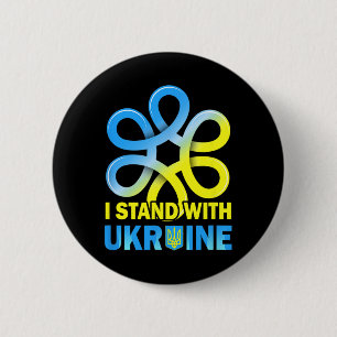 Badge Rond 5 Cm Drapeau de l'Ukraine, anti-Poutine, disons non à l