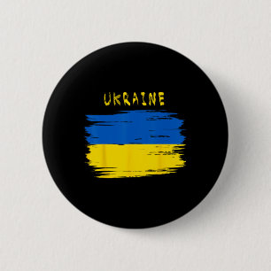 Badge Rond 5 Cm Drapeau de l'Ukraine avec style de coup de pinceau