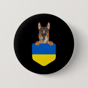 Badge Rond 5 Cm Drapeau de l'Ukraine Chien malinois belge dans la
