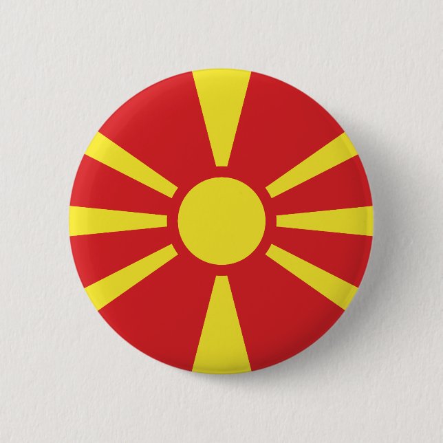 Badge Rond 5 Cm Drapeau de Macédoine du Nord (Devant)