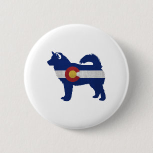 Badge Rond 5 Cm Drapeau de malamute de chien race Colorado Silhoue