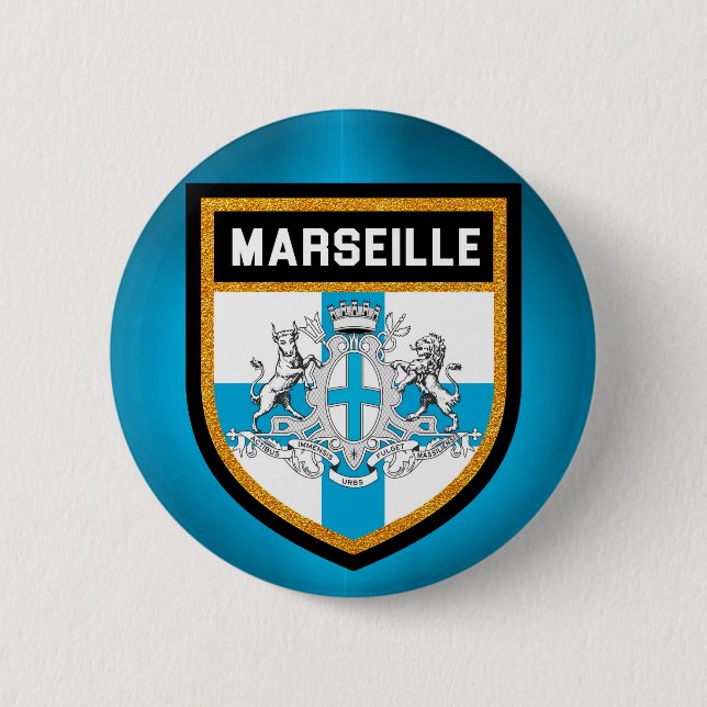 Badge Rond 5 Cm Drapeau de Marseille (Devant)