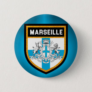 Badge Rond 5 Cm Drapeau de Marseille