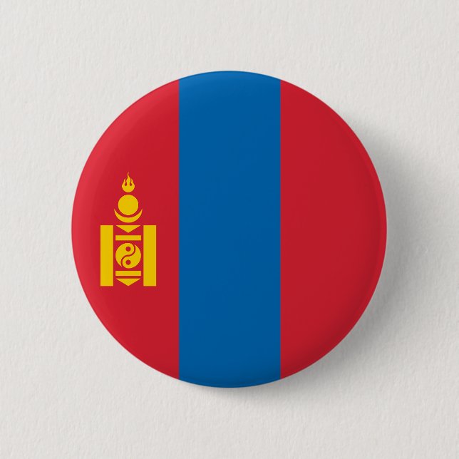 Badge Rond 5 Cm Drapeau de Mongolie (Devant)