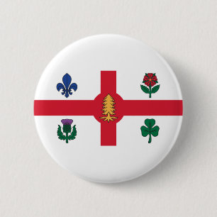 Badge Rond 5 Cm Drapeau de Montréal, Bouton du Québec