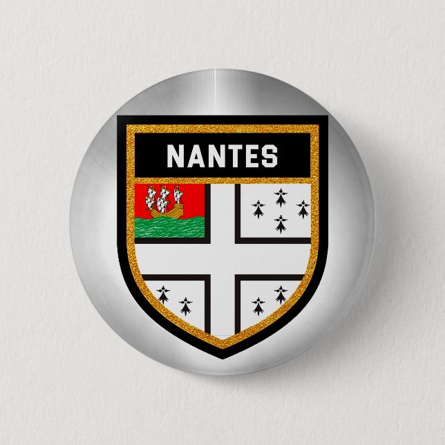 Badge Rond 5 Cm Drapeau de Nantes (Devant)