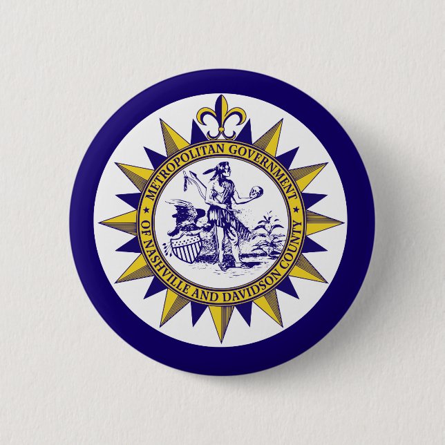 Badge Rond 5 Cm Drapeau de Nashville, Tennessee (Devant)