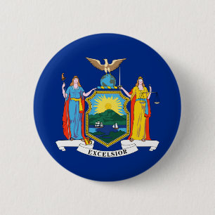 Badge Rond 5 Cm Drapeau de New York, L'Empire State, Colonies amér