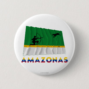 Badge Rond 5 Cm Drapeau de ondulation d'Amazonas avec le nom