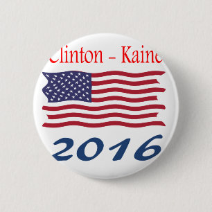 Badge Rond 5 Cm Drapeau de ondulation de Clinton Kaine