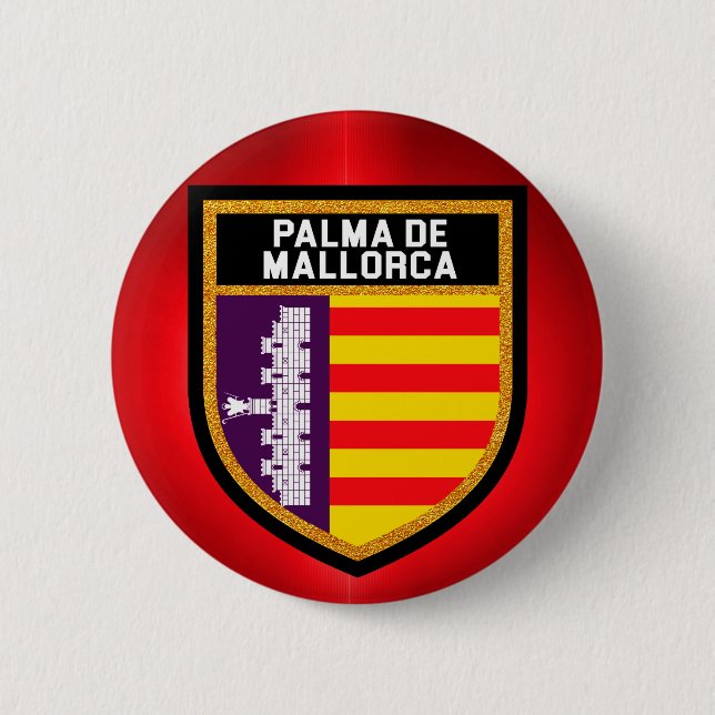 Badge Rond 5 Cm Drapeau de Palma de Majorque (Devant)