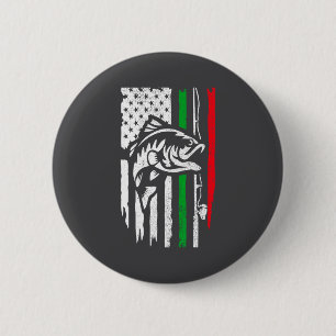 Badge Rond 5 Cm Drapeau de pêche italien américain B pour pêcheur