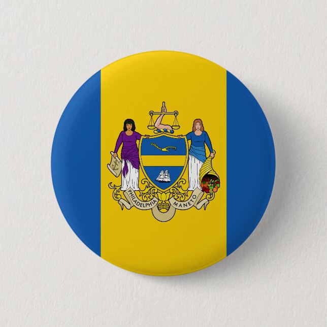 Badge Rond 5 Cm Drapeau de Philadelphie, Pennsylvanie Pinback Butt (Devant)