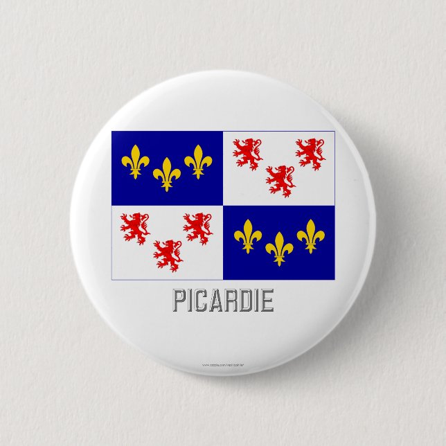 Badge Rond 5 Cm Drapeau de Picardie avec le nom (Devant)