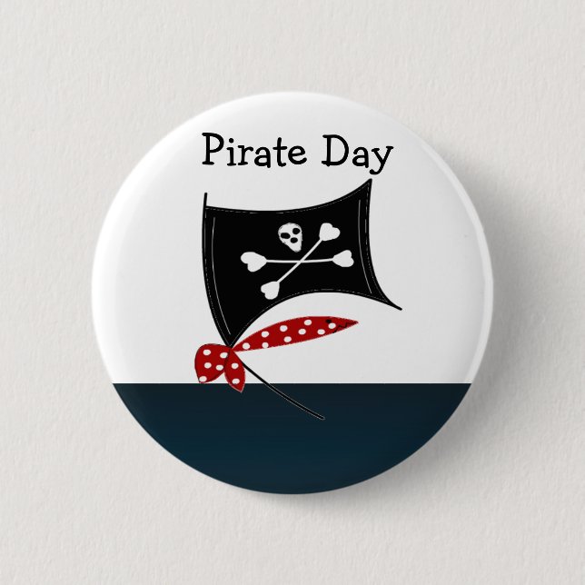 Badge Rond 5 Cm Drapeau de pirate avec os croisés (Devant)