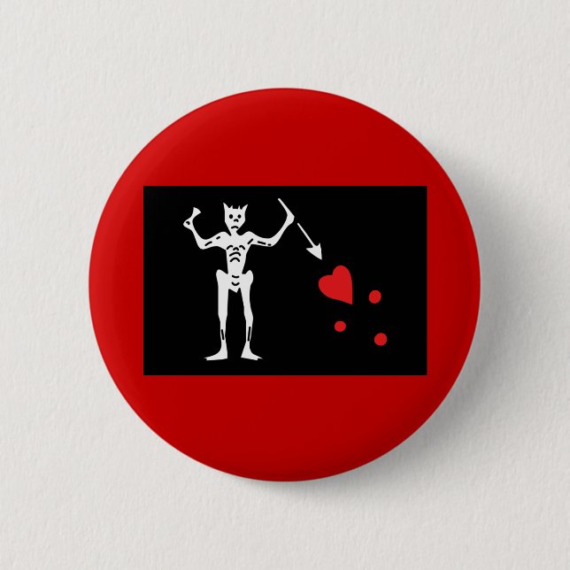 Badge Rond 5 Cm Drapeau de pirate de Blackbeard (Devant)