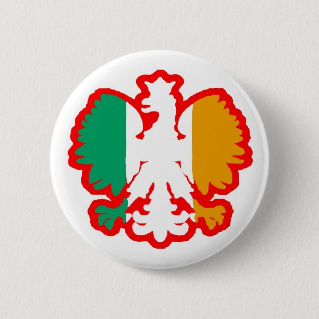 BADGE ROND 5 CM DRAPEAU DE POLISH/IRISH (Devant)