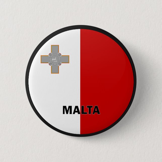 Badge Rond 5 Cm Drapeau de qualité de rondeau de Malte (Devant)