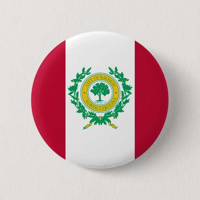 Badge Rond 5 Cm Drapeau de Raleigh, Bouton Pinback de Caroline du  (Devant)