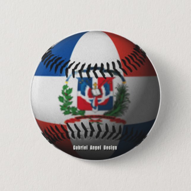 Badge Rond 5 Cm Drapeau de République Dominicaine Baseball couvert (Devant)