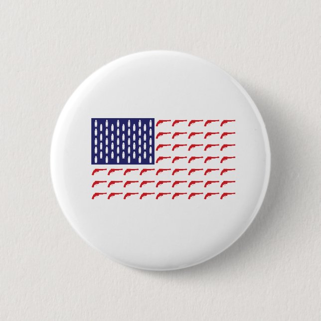 Badge Rond 5 Cm Drapeau de révolution américain—Armes à feu (Devant)