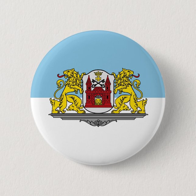 Badge Rond 5 Cm Drapeau de Riga, Lettonie Bouton Pinback (Devant)
