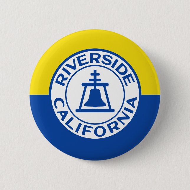 Badge Rond 5 Cm Drapeau de Riverside, Californie (Devant)