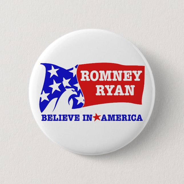 Badge Rond 5 Cm Drapeau de Romney Ryan Eagle (Devant)