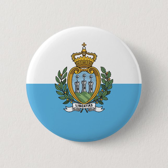 Badge Rond 5 Cm Drapeau de Saint-Marin (Devant)
