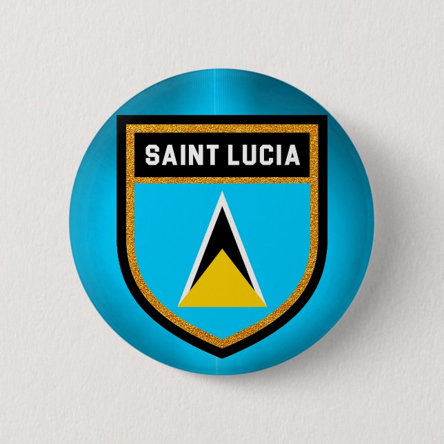 Badge Rond 5 Cm Drapeau de Sainte-Lucie (Devant)