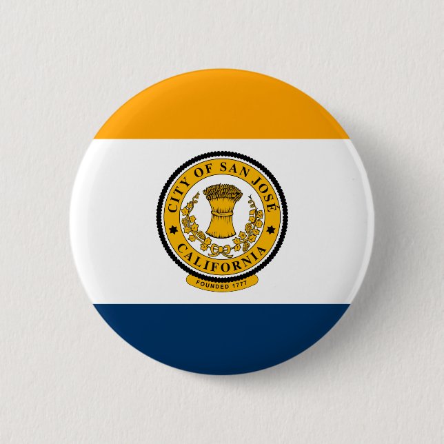 Badge Rond 5 Cm Drapeau de San Jose, Californie (Devant)