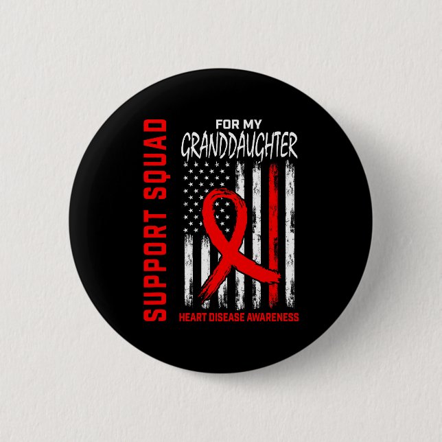 Badge Rond 5 Cm Drapeau de sensibilisation à la maladie cardiaque  (Devant)