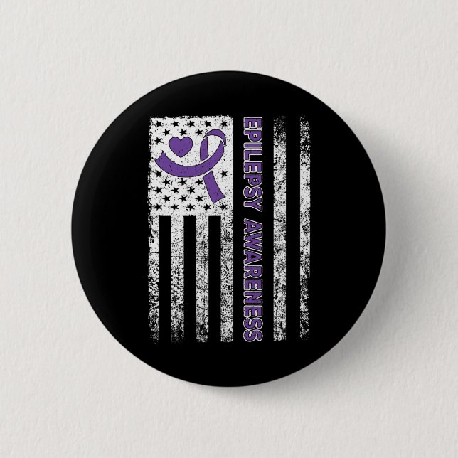Badge Rond 5 Cm Drapeau de sensibilisation à l'épilepsie violette  (Devant)