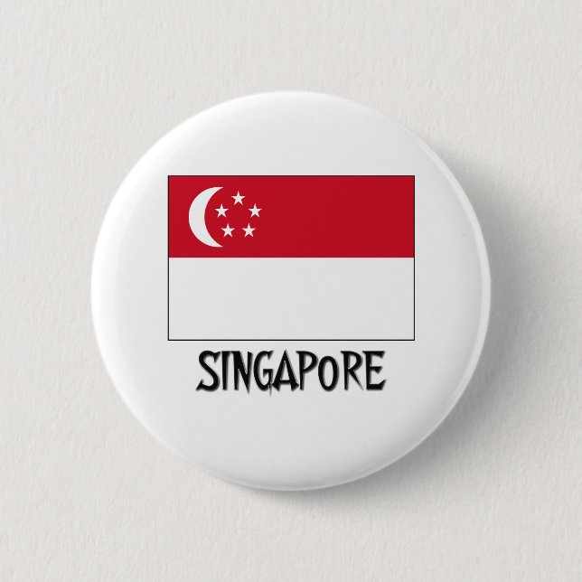 Badge Rond 5 Cm Drapeau de Singapour (Devant)